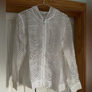 Bamboo Traders Sheer White Zip-Up Hoodie. Size M